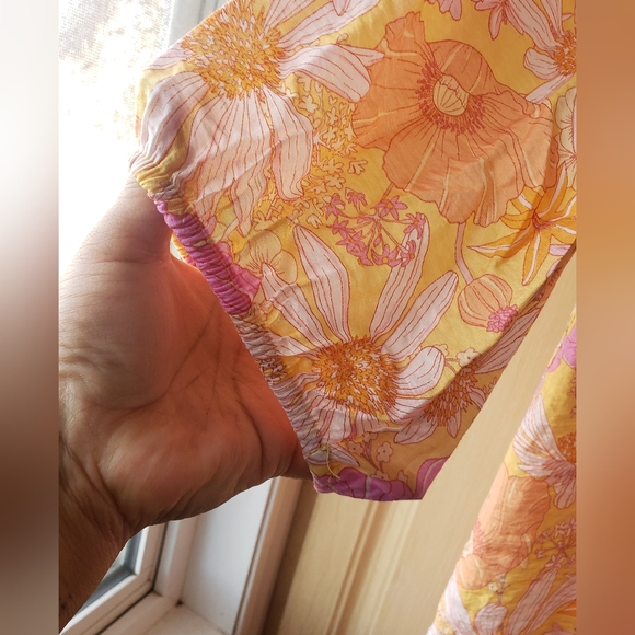 Floral V-Neck Swim Cover-Up Dress in Yellow & Pink - Picture 6 of 13